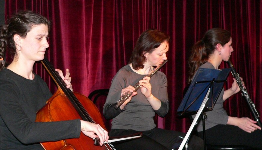 Photo by Pierre Jelenc -- Leah Colof, Sharon Fogarty and Julie Schumacher